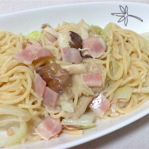 ベーコンと椎茸のクリームパスタ♪